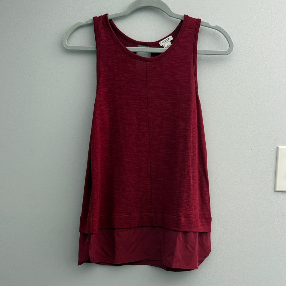 J. Crew Burgundy Layered Hem Top